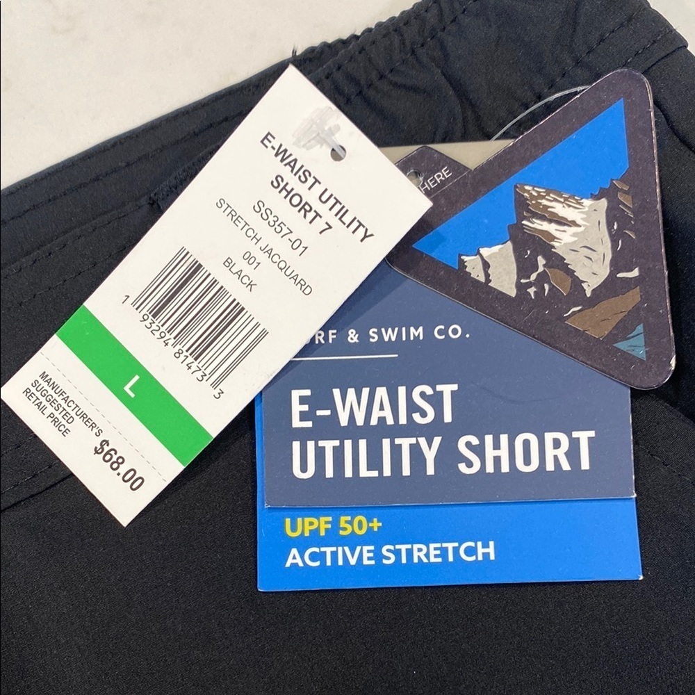 Surf & Swim Co. Short Hiking Swim E-Waist Utility Pockets Black Blue Size Large — image 4 of 8